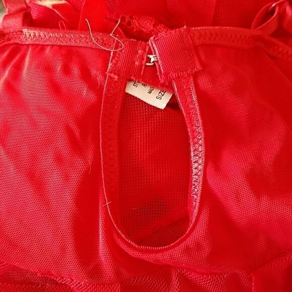 Red Lace Sheer Baby Doll Lingerie Women’s L/XL Romantic Sleepwear - Picture 4 of 4